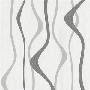 Non-woven Wallpaper stripes wave anthracite silver P+S