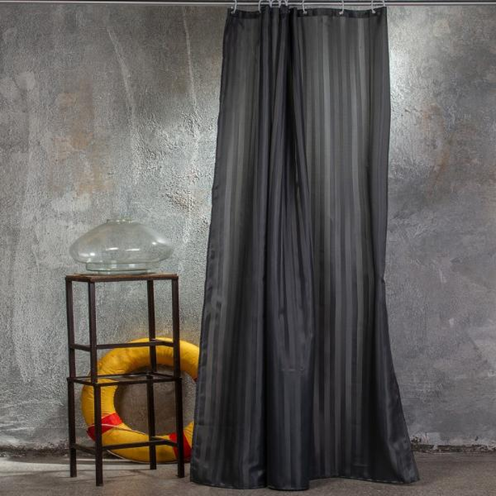 Hotel Bathroom Curtain 180X180 Jacquard Charcoal