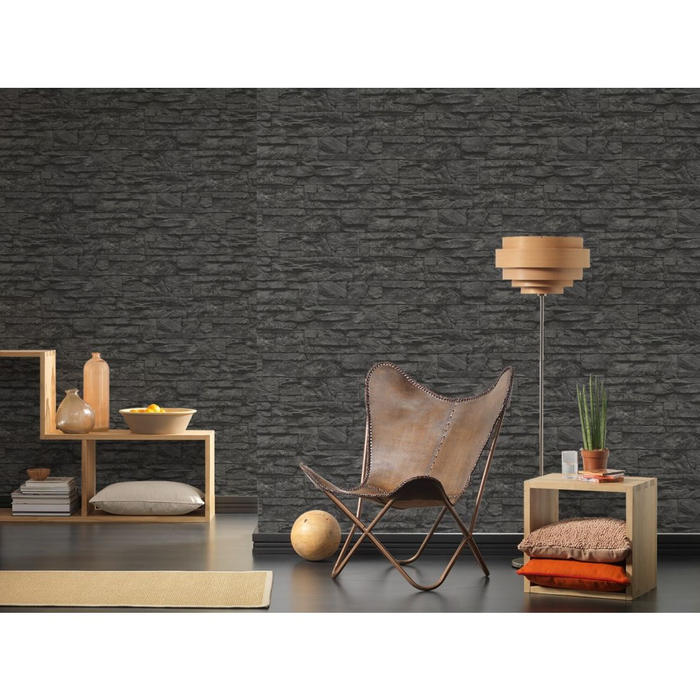 AS Creation Best Of Wood n Stone, Black&White 3 Non Woven Vinyl Wallpaper