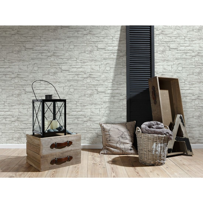 AS Creation Best Of Wood'n Stone, Black&White 3 Non Woven, Vinyl Wallpaper